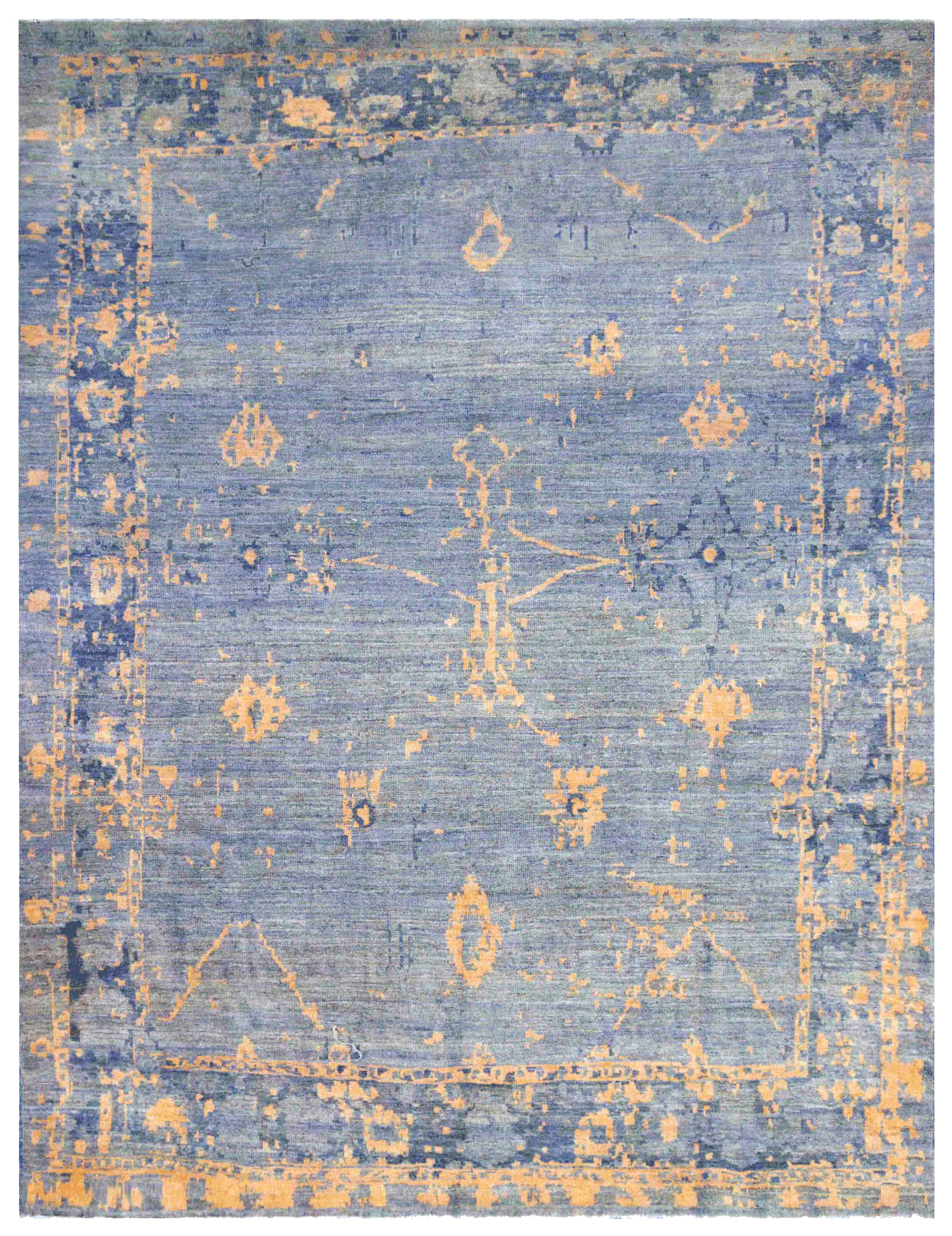 Persian Oushak Blue with Gold Accents SKU 88102