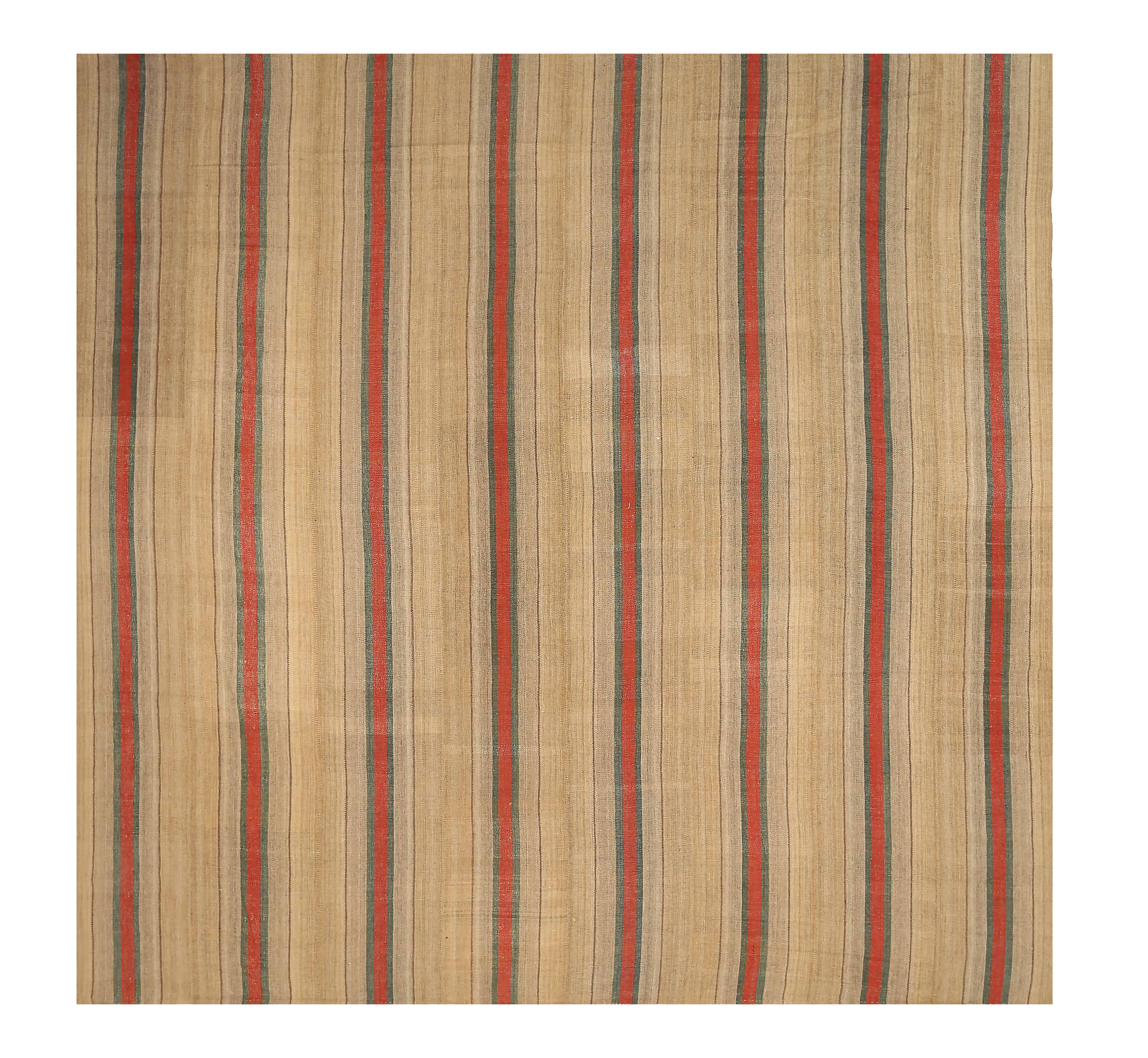 Turkey beige with red and green accents, tribal oversize palace antique area rug with vertical stripe motifs SKU 88685