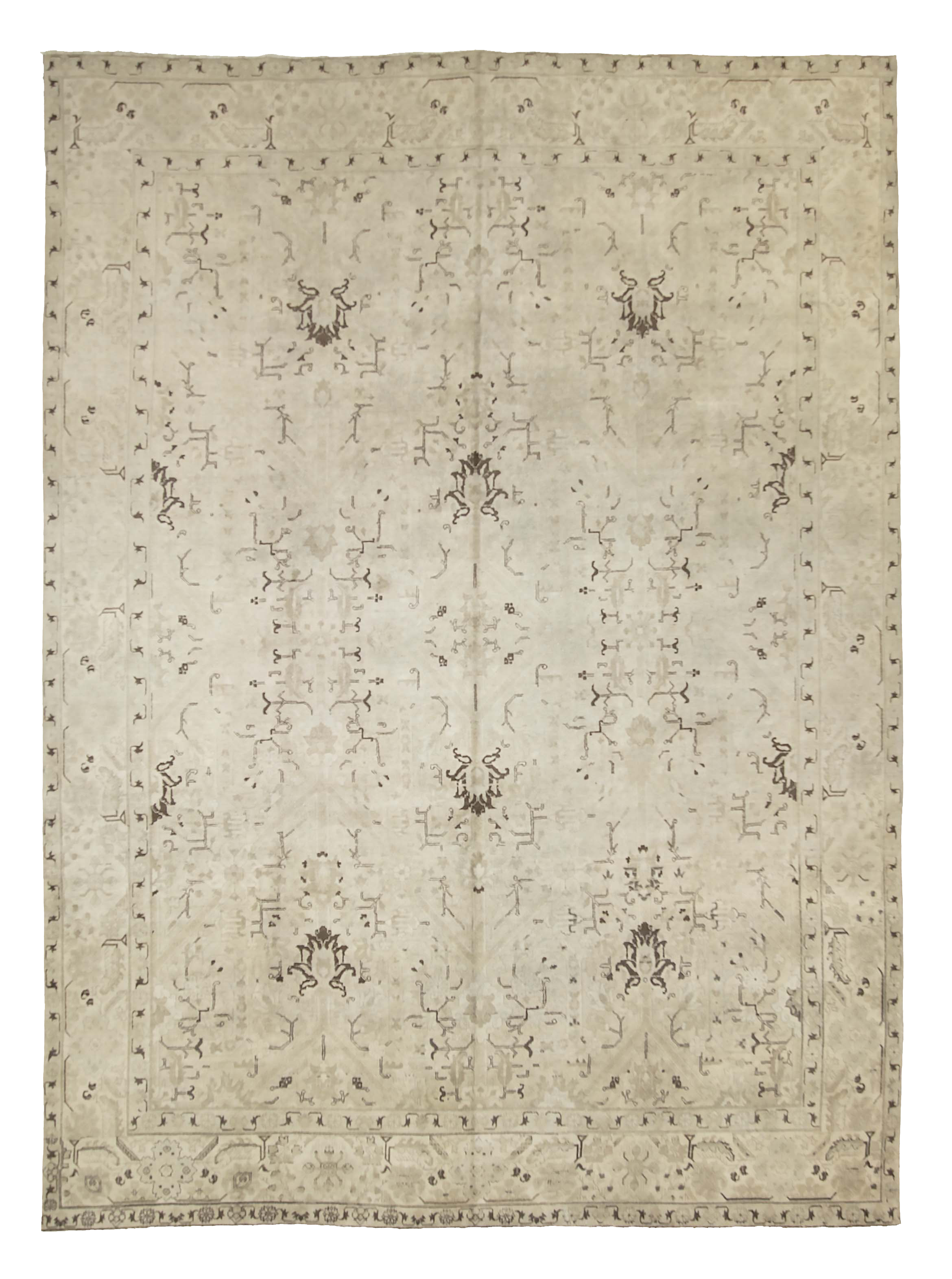 Antique Persian Tabriz Cream and Taupe Rug