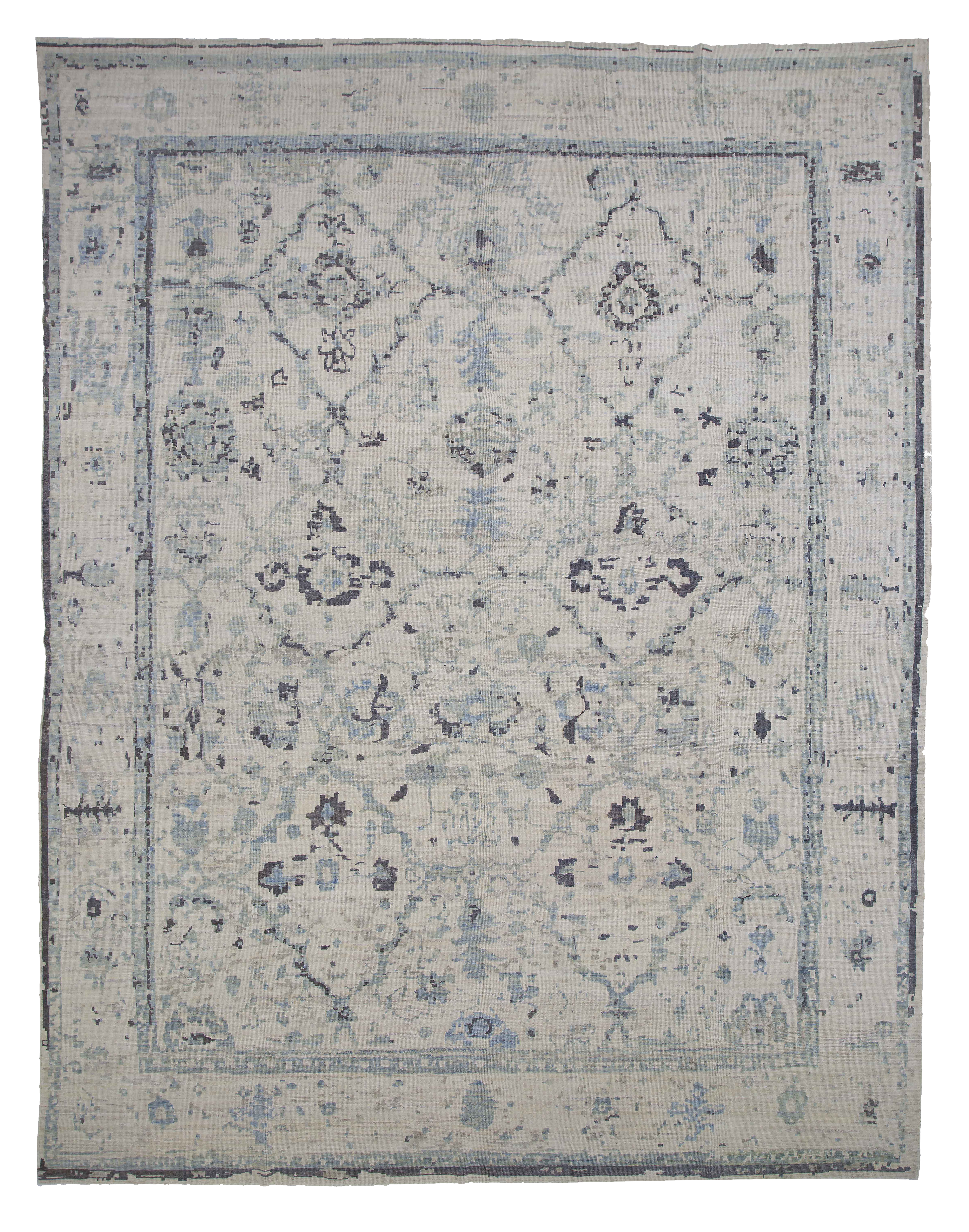 Persian Oushak Light Icy Blue with Soft Teal Oversize (SKU 88949)