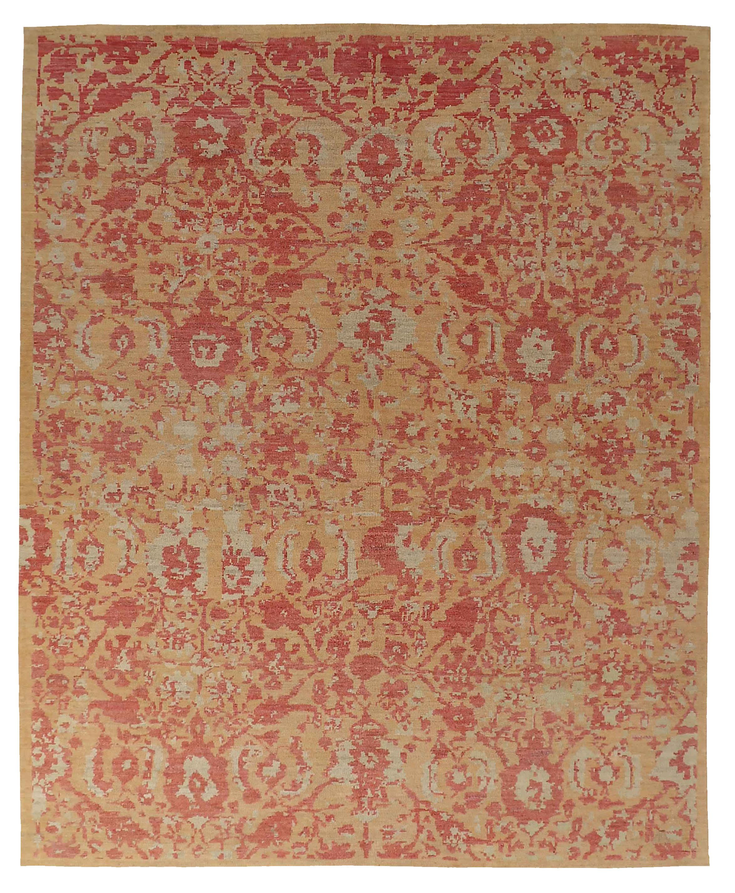 Persian Oushak Gold with Coral and Ivory SKU 89048