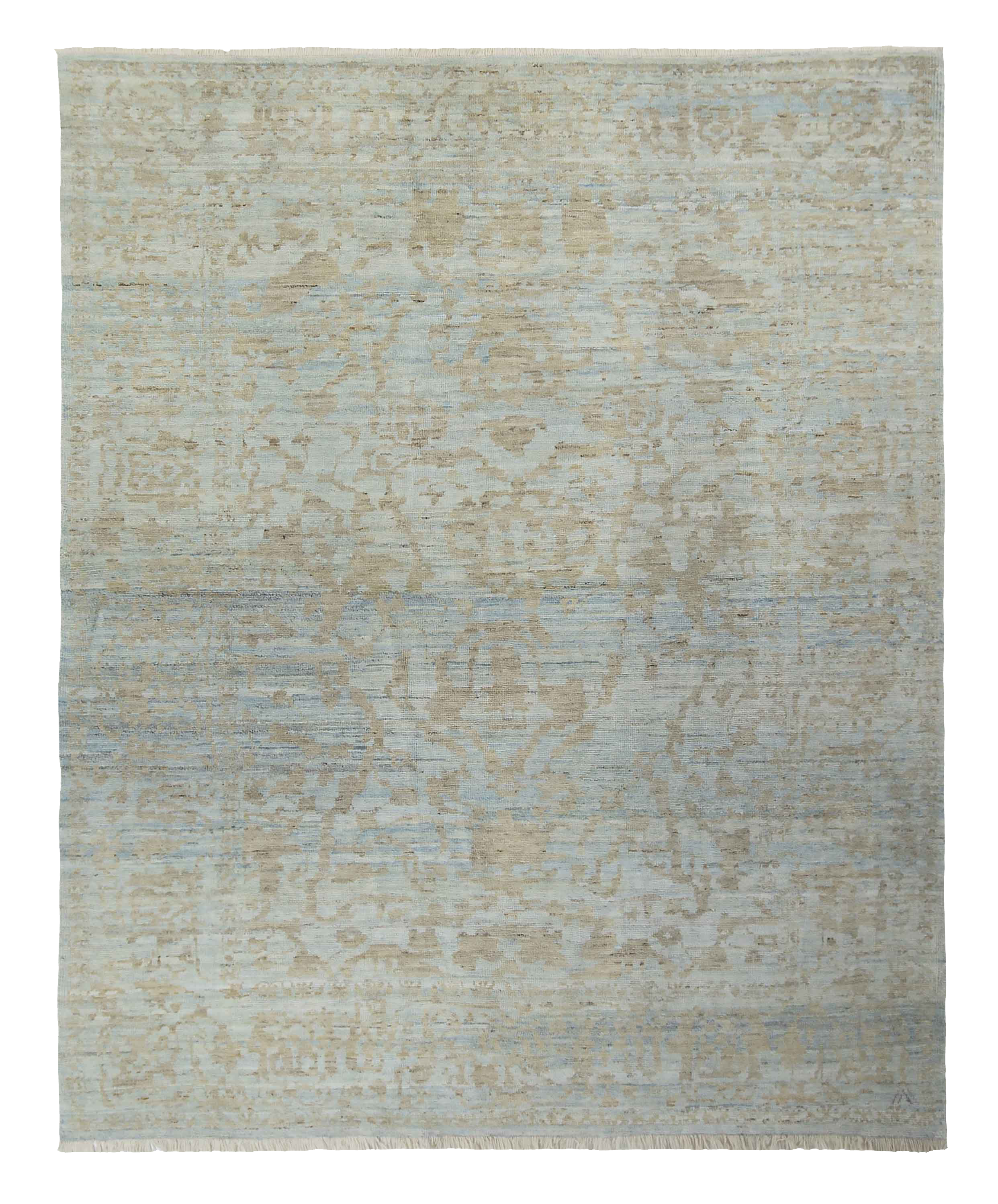 Persian Oushak Light Blue and Beige Traditional Area Rug (SKU 89075)