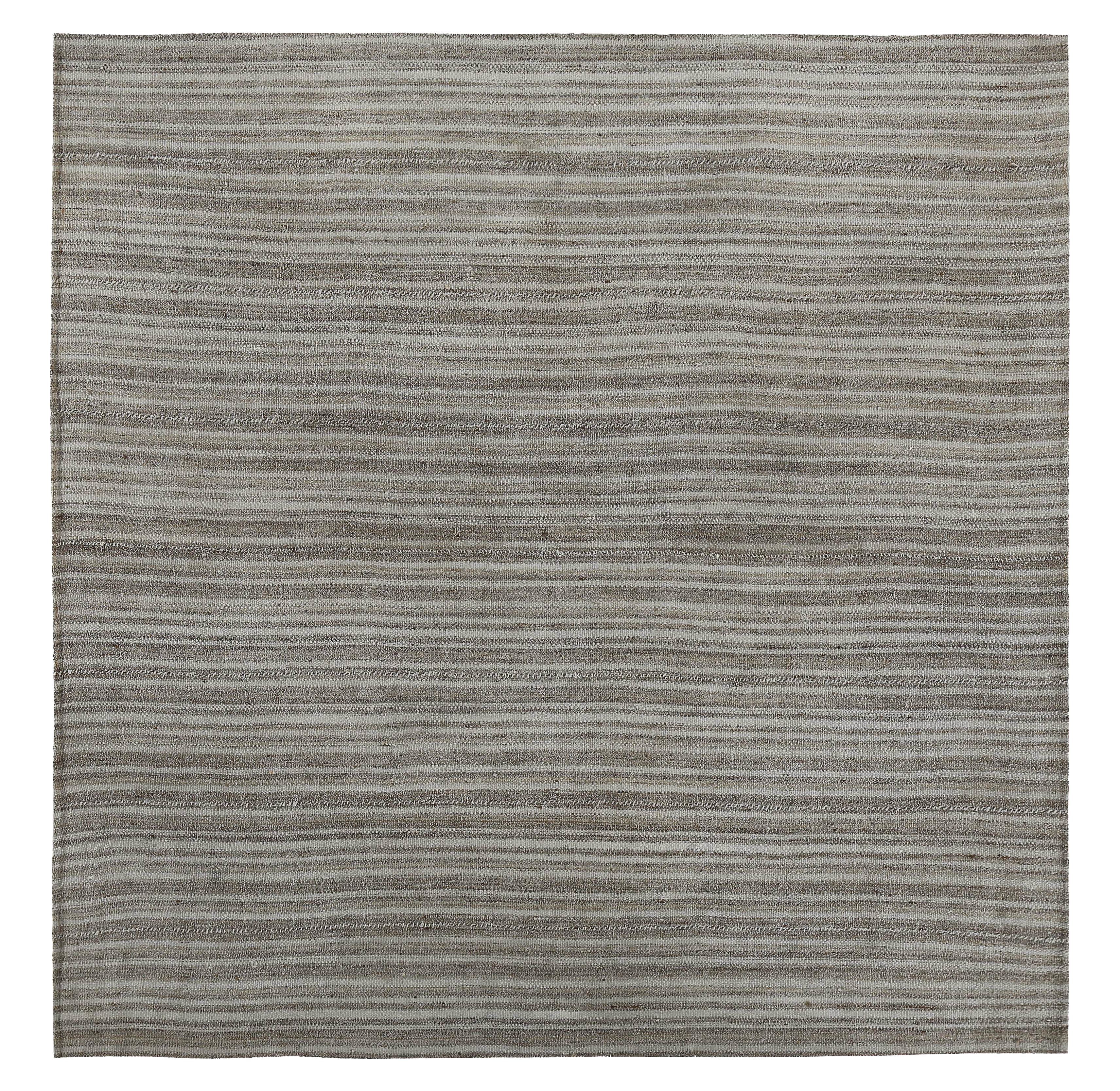 Persian gray with beige accents modern square area antique rug with subtle horizontal stripe motifs SKU 89349