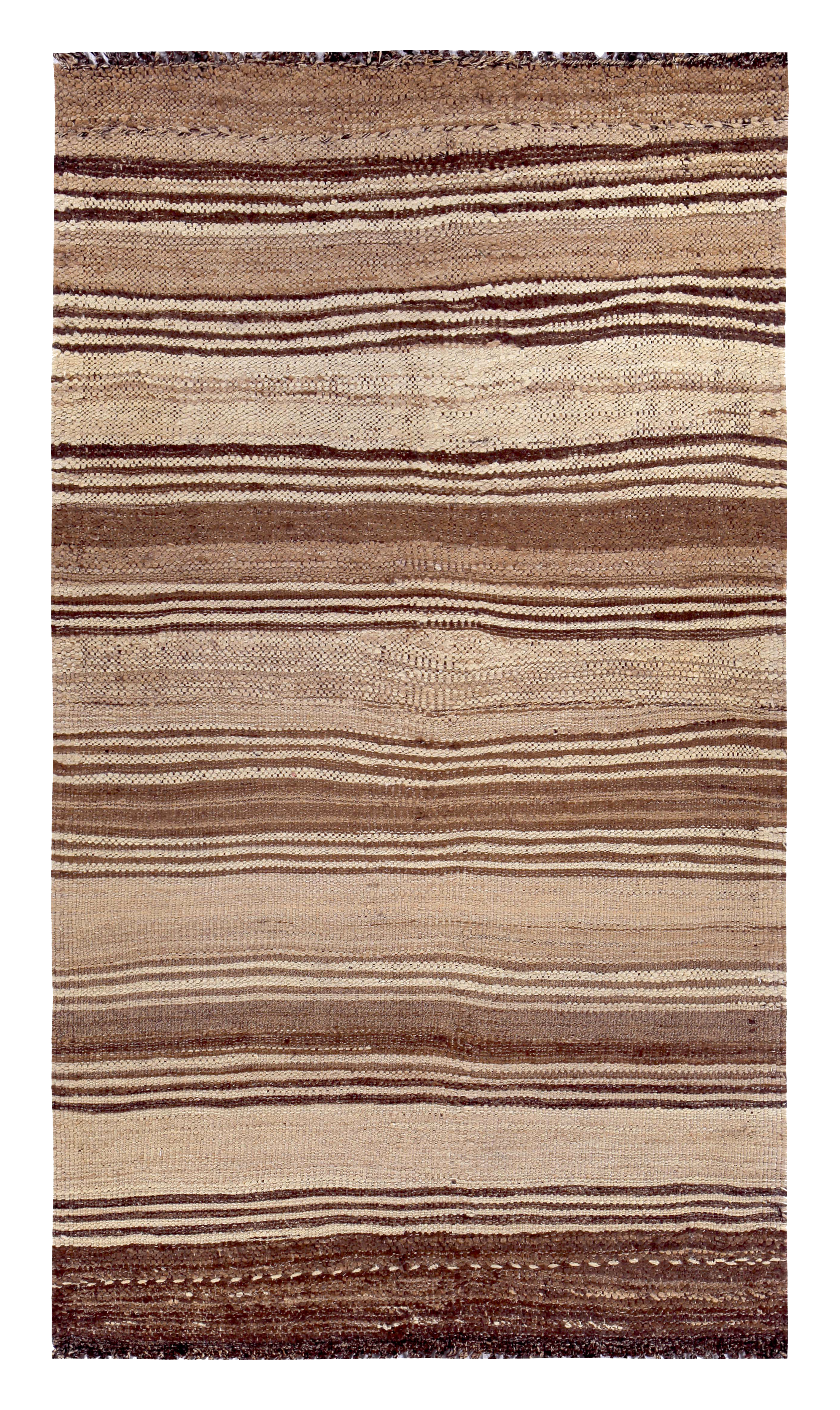 Persian beige and brown tribal small area antique rug with horizontal stripe bands SKU 89389