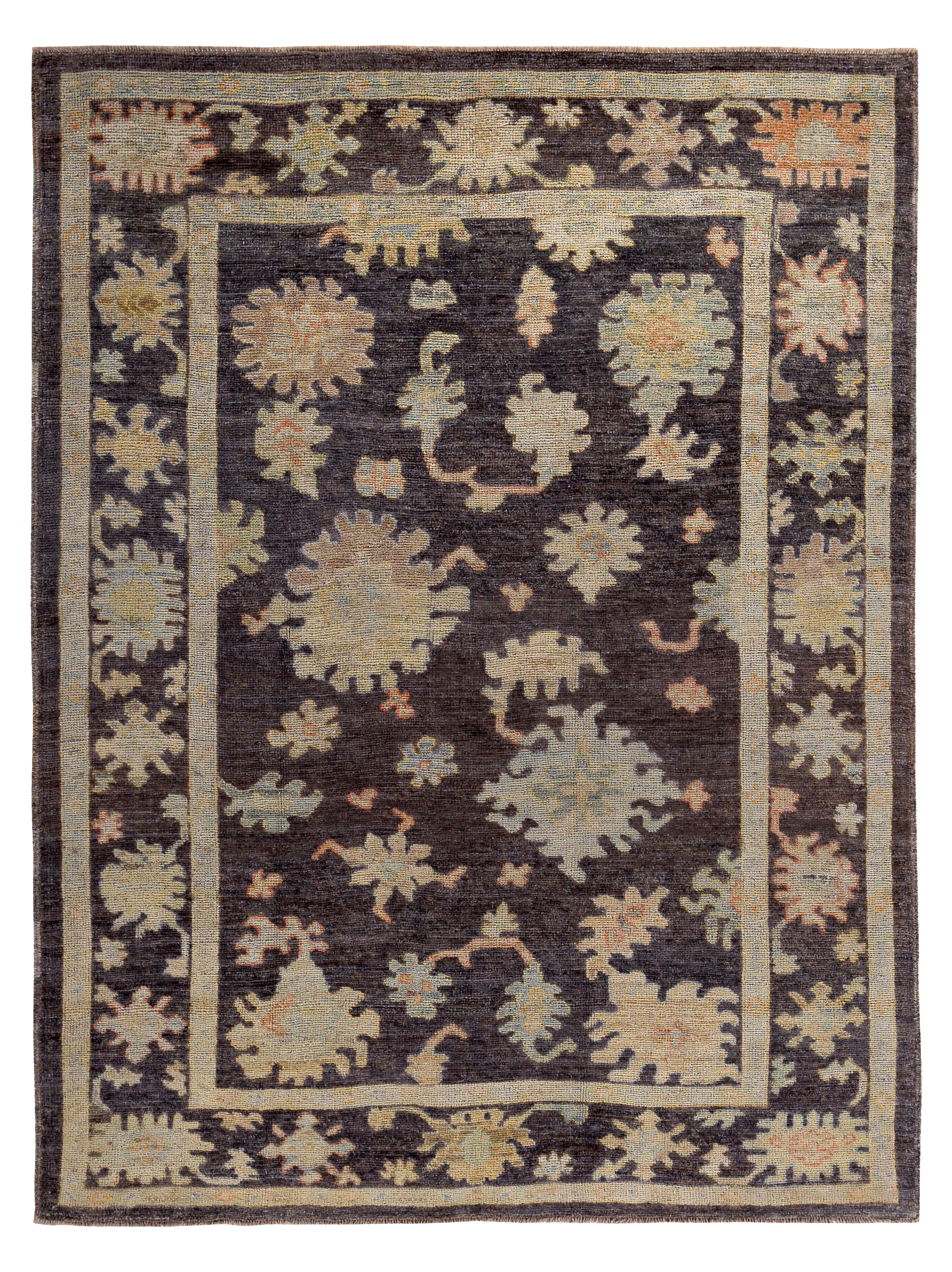 Persian brown with beige and pastel accents traditional area new rug with scattered floral allover motifs SKU 89514