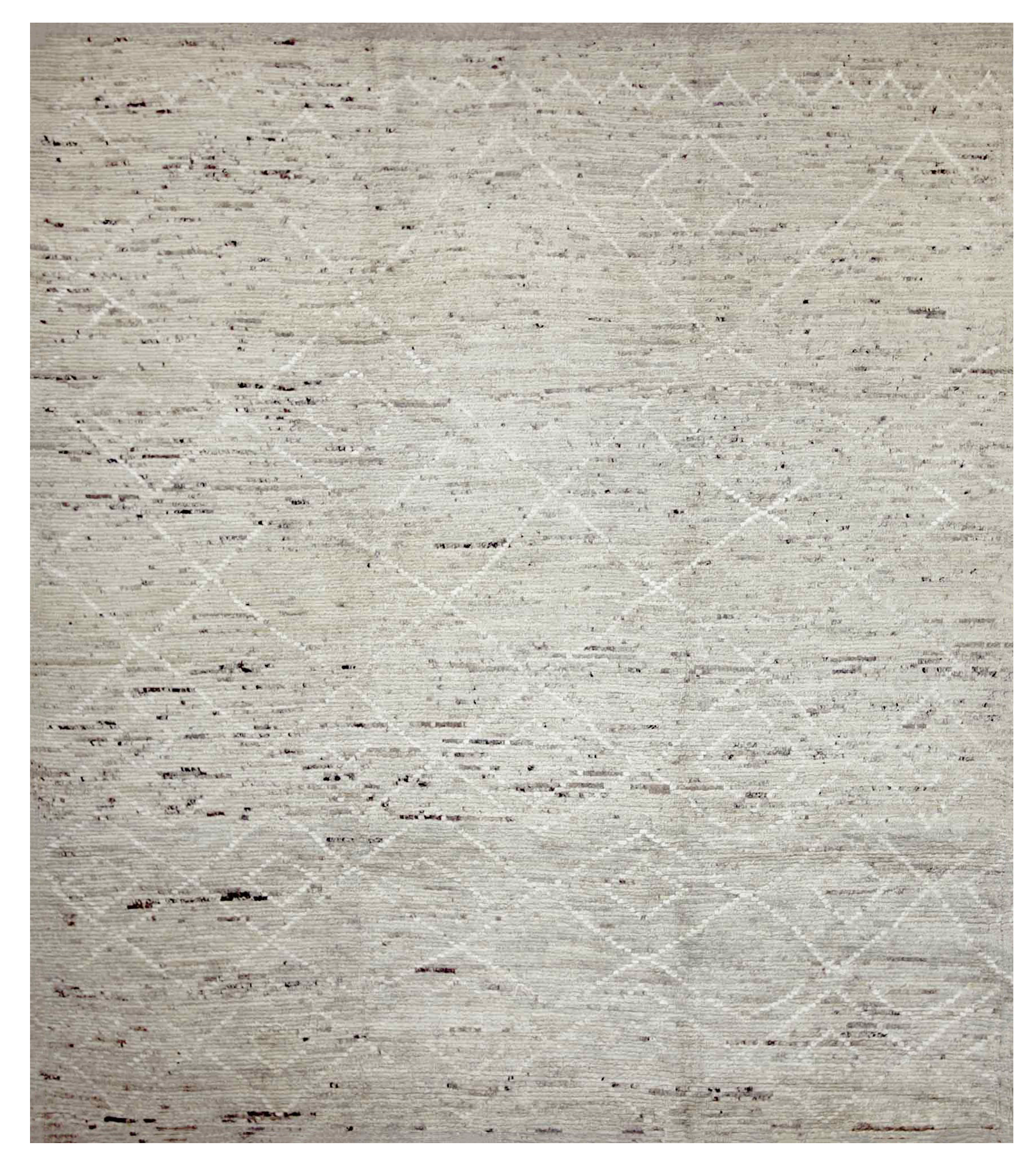 Afghanistan Ivory with Brown Accents Modern Area New Rug with Subtle Moroccan Diamond Lattice Motifs SKU 89809