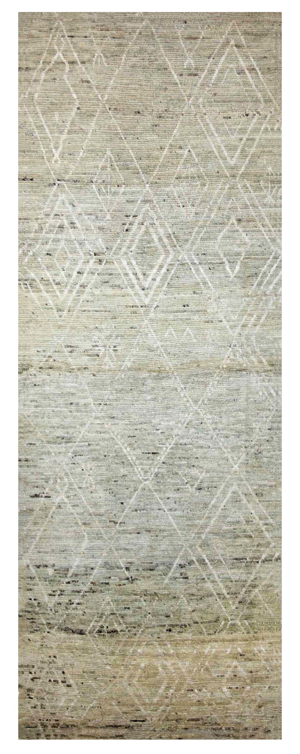 Afghanistan beige with ivory accents modern runner contemporary rug with Moroccan-inspired geometric diamond motifs SKU 89899