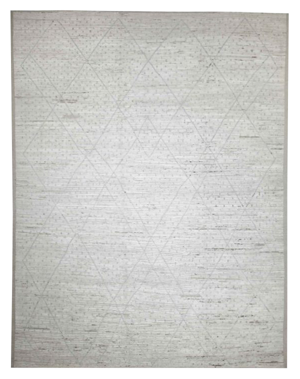 Afghanistan Moroccan ivory with light grey modern oversize area new rug with subtle tribal lattice diamond motifs SKU 89916