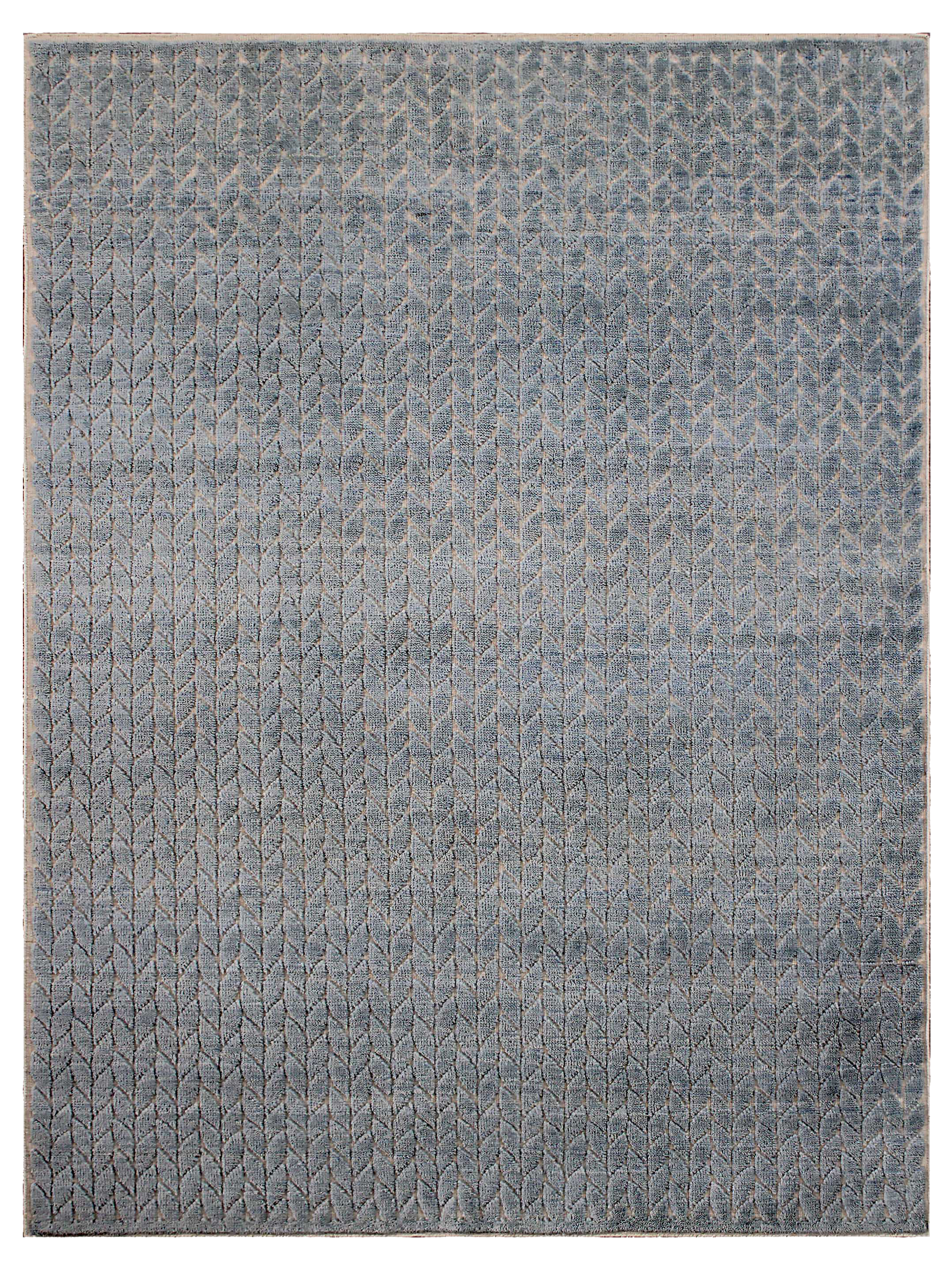 India blue and beige modern area rug, contemporary subtle repeating chevron motif SKU 90602