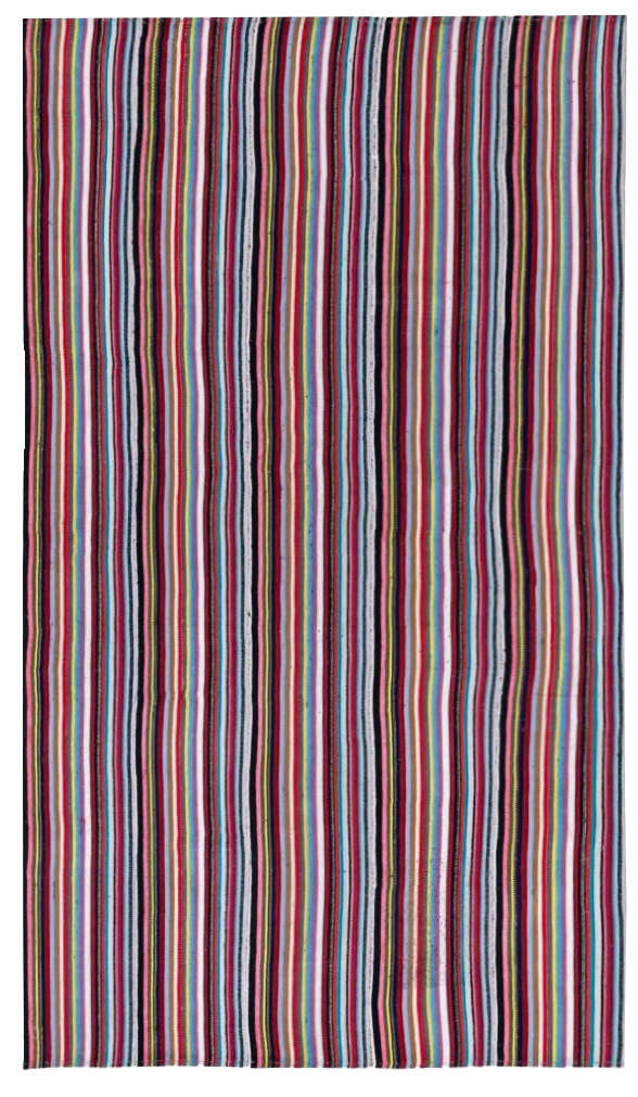 Persian Multicolor Tribal Antique Rug with Vertical Striped Allover Design SKU 91107