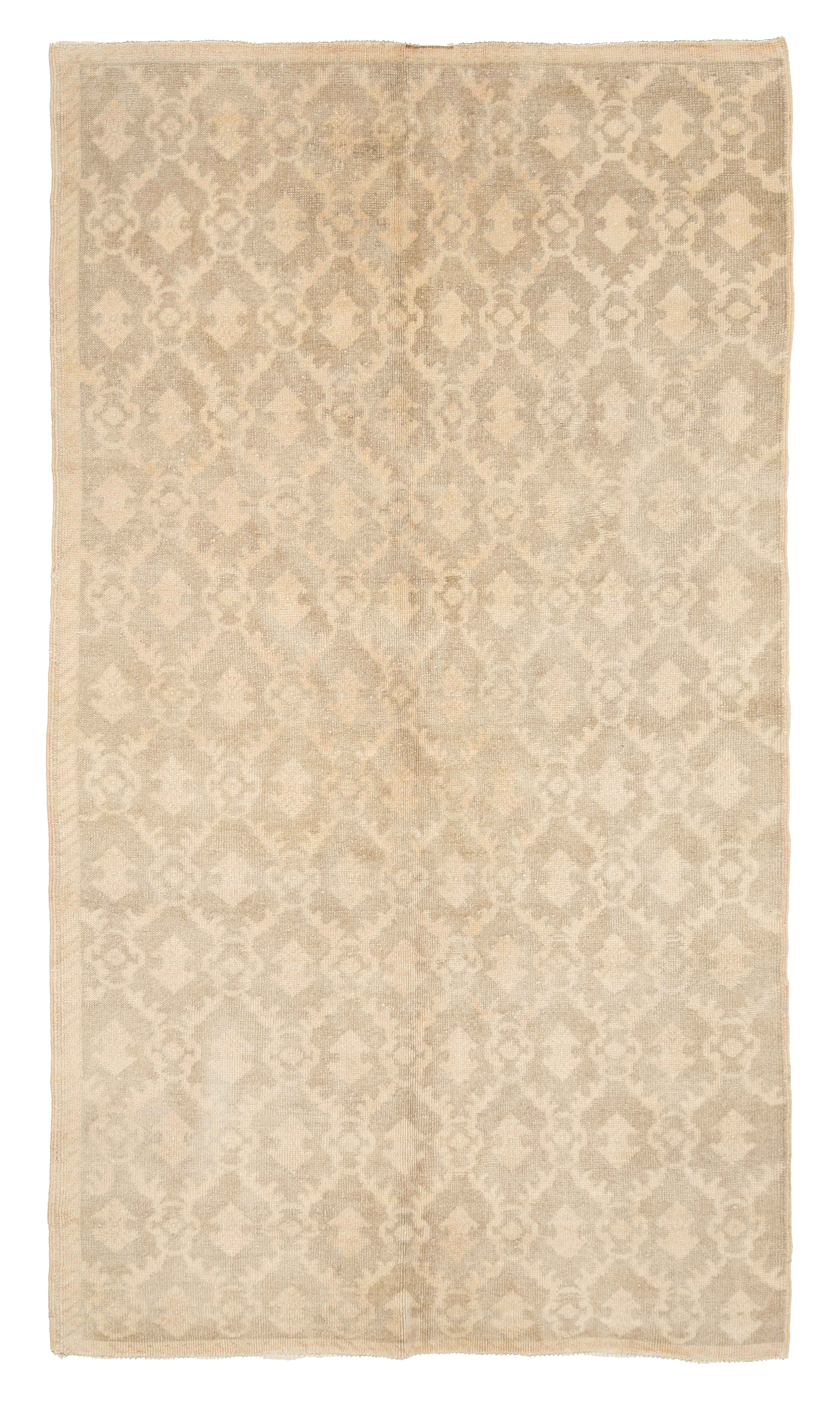 Turkey Beige and Taupe Traditional Area Antique Rug with Subtle Allover Geometric Lattice Motifs SKU 93078