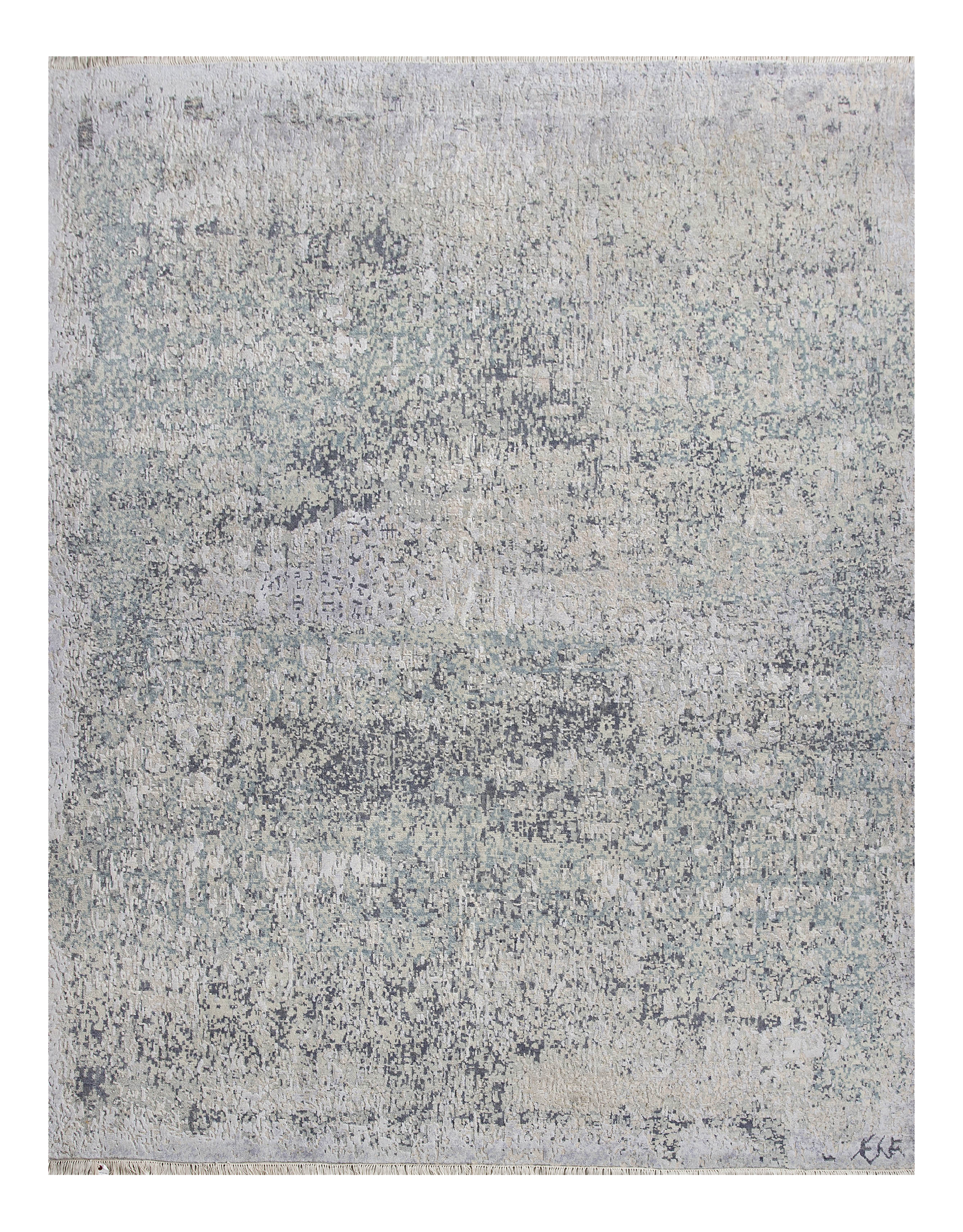 India gray with ivory and pale blue modern area rug, contemporary abstract tonal allover design SKU 93306