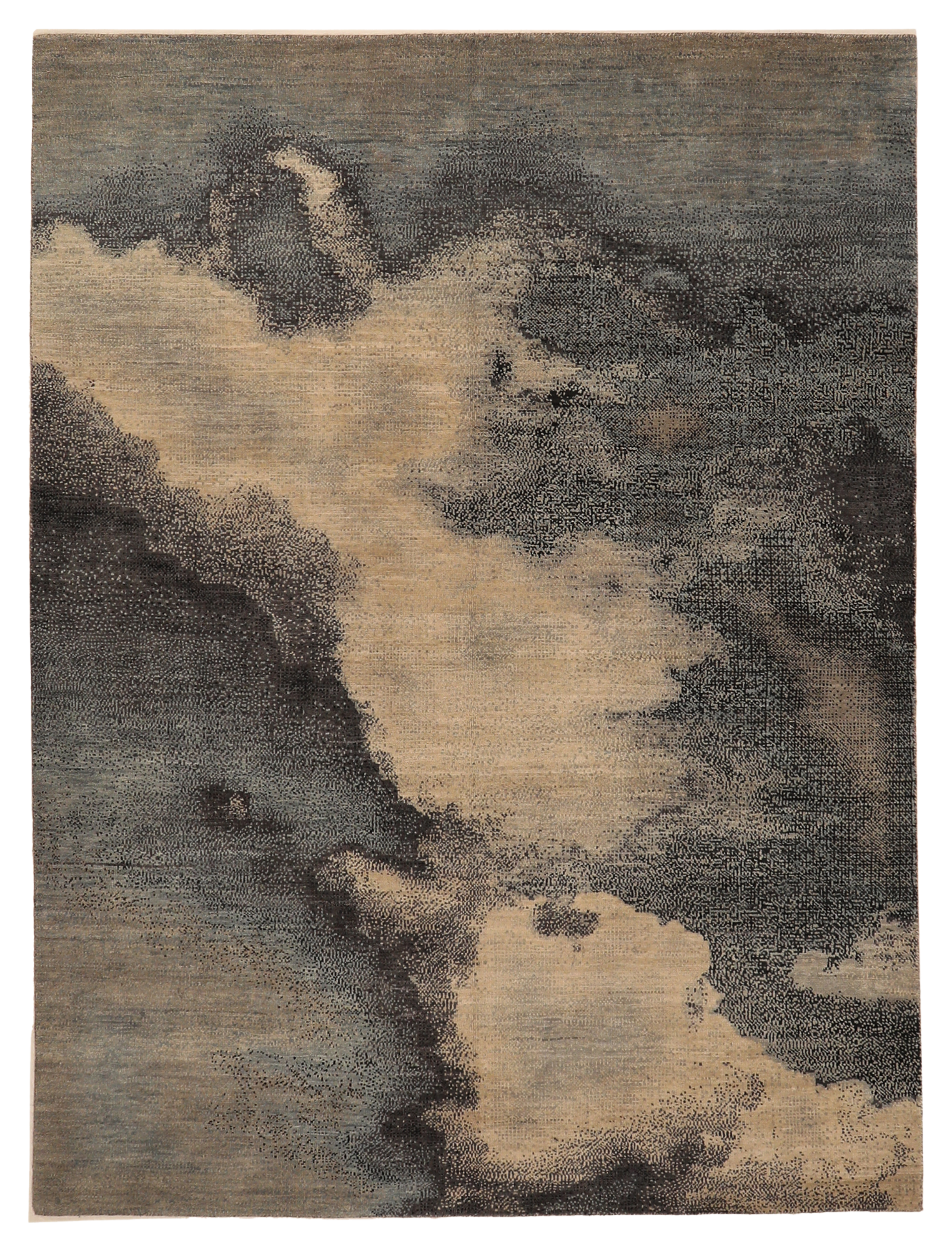 India beige and charcoal modern area new rug with abstract cloudlike allover design SKU 93629