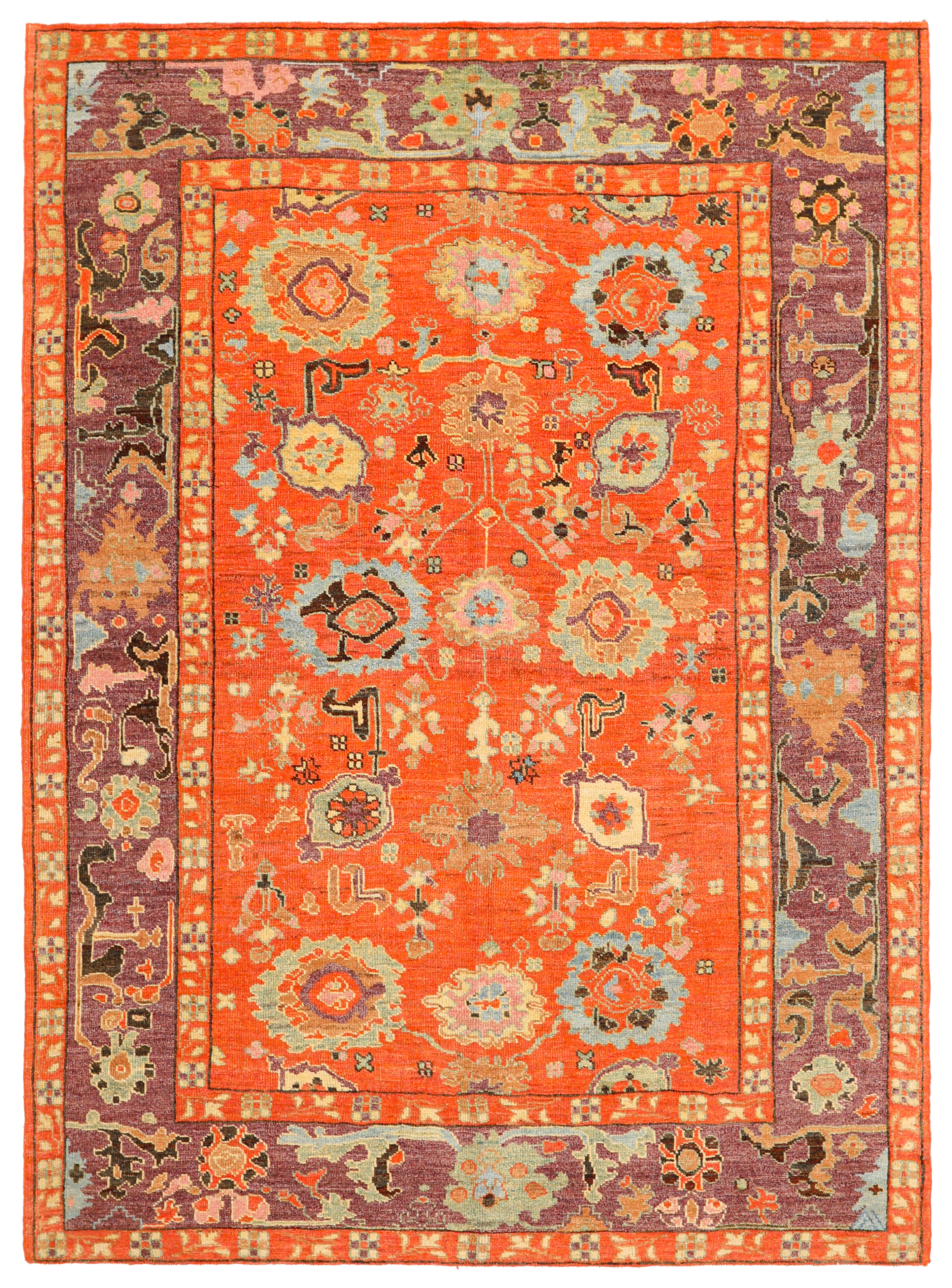 Vibrant Turkey Oushak Bright Orange Red SKU 94595